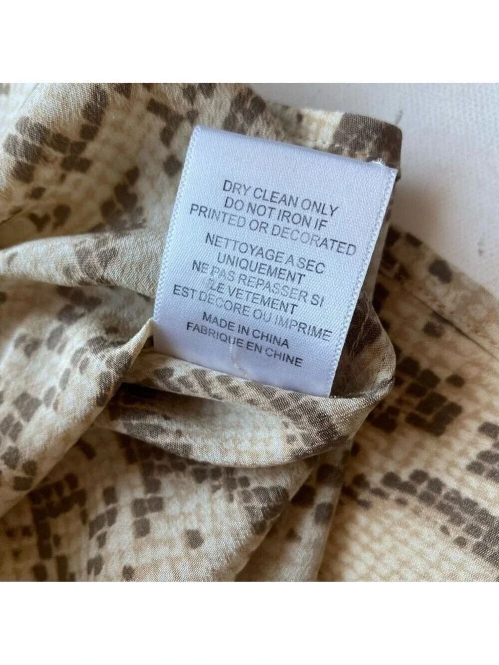 Designer Equipment Femme 100% Silk Keira Tan Snakeskin Print Blouse M